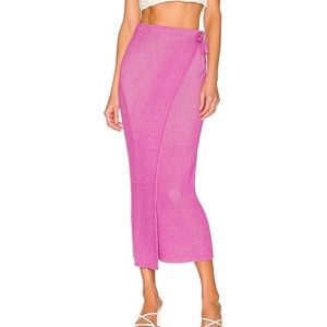 Free People Borderline Knit MIDI Skirt in Orchid XL NWOT